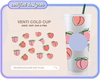 James & The Giant Peaches ⟡ peach svg file Sbux venti cup wrap png dxf ⟡ svg files for cricut ⟡ silhouette ⟡ download ⟡