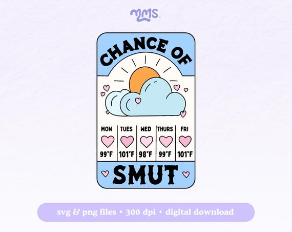 Chance of Smut Svg Png For Cricut, Spicy Book Svg, Booktok, Bookish Svg For Stickers, Bookmarks, Shirts, Libbey Cups & Motel Keychains