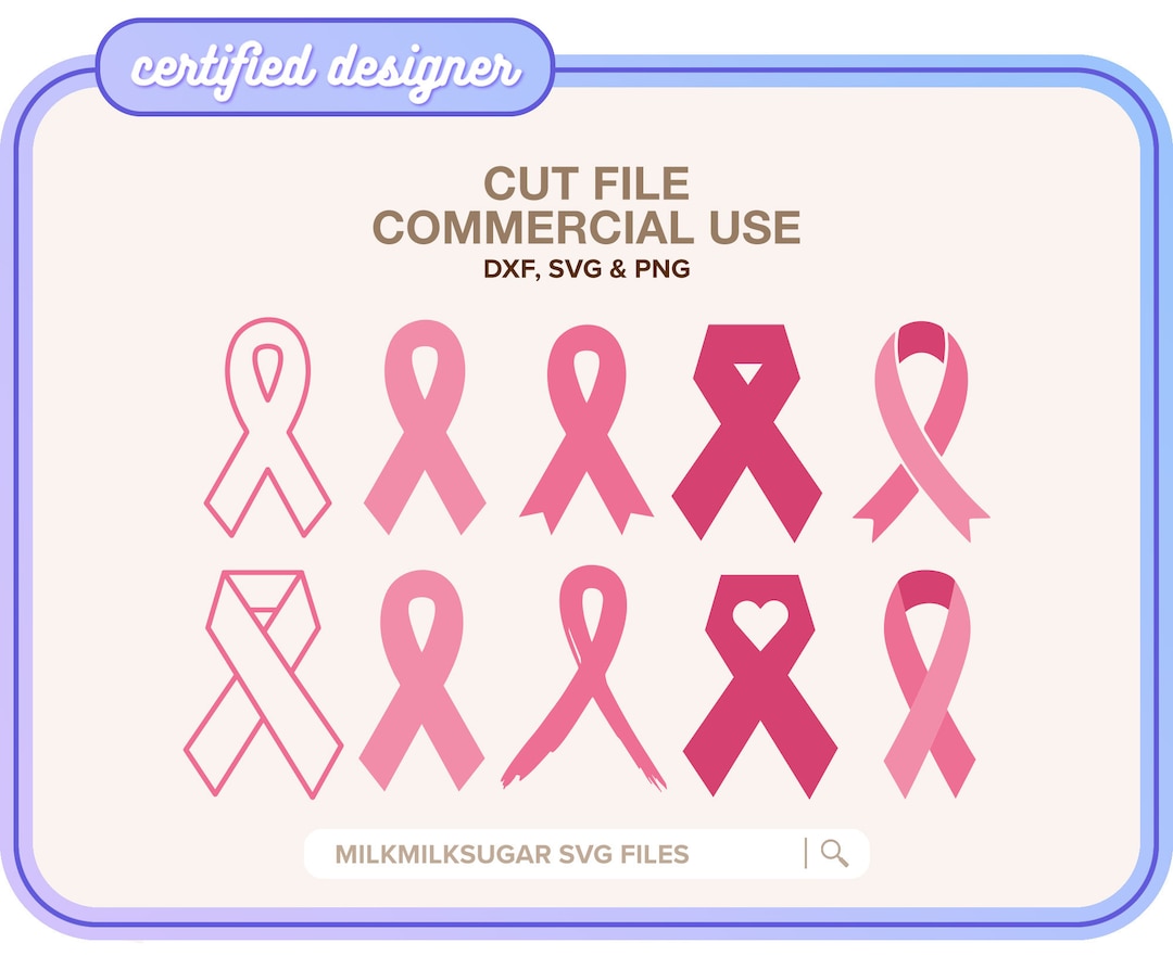 PINK RIBBON Svg Cut File for Cricut or Silhouette, Breast Cancer Svg ...