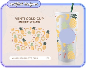 PINEAPPLE EXPRESS ⟡ pineapple svg wrap file for Sbux venti cup ⟡ png dxf ⟡ downloadable svg files for cricut ⟡ silhouette cameo 4 ⟡