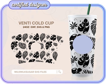Tropical Leaves FULL WRAP, Reusable, Svg file, Custom Cut, Cricut, Silhouette, Cameo, DIY Instant Download Vinyl Custom - intermediate level