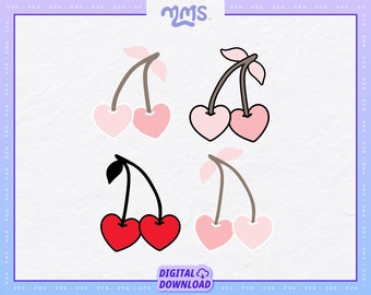 CHERRY HEARTS MINI ⟡ hearts, valentines day svg cut file bundle for cricut and silhouette, for commercial use including dxf png and svg