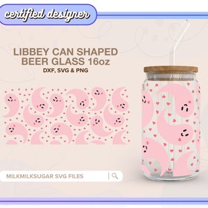 NEVER GHOST U SVG For Libbey 16oz Can Glass, Spooky Halloween Svg, Cute Ghost Svg Pattern, Cricut Cut File Including Dxf, Png & Svg