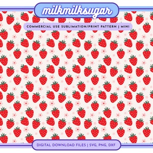 BERRY HEARTS FRUIT Musterdatei für Sublimation oder Druck, nahtloses Obstdesign, Erdbeermuster Png, tropisches Sublimationsmuster