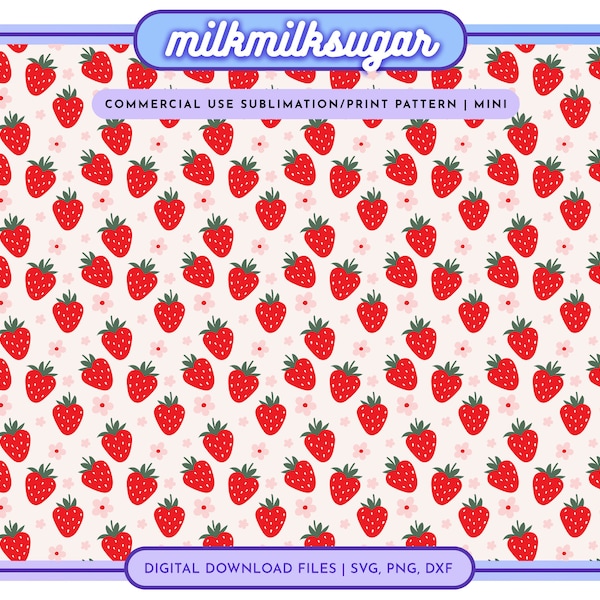 BERRY HEARTS FRUIT Pattern File For Sublimation or Printing, Seamless Fruit Design, Strawberry Pattern Png, Tropical Sublimation Png Pattern