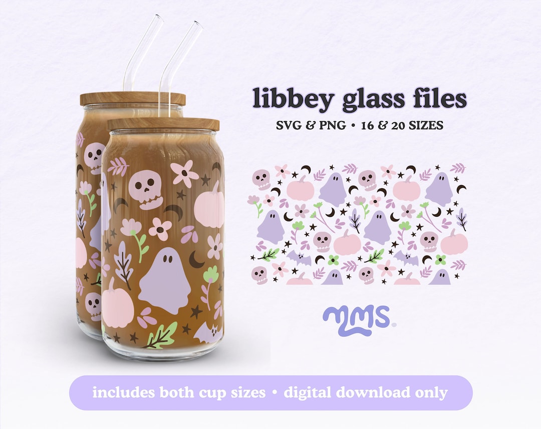 PASTEL HALLOWEEN SVG Wrap for Libbey 16oz, 20oz Can Glass Wrap, Cute ...