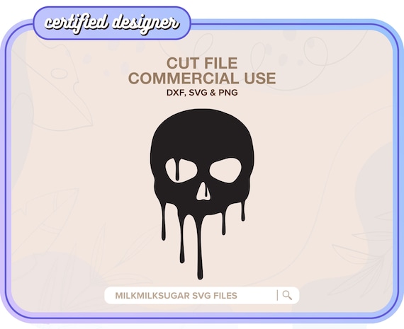DRIPPING SKULL SVG Cut File For Cricut or Silhouette, Halloween Svg Design, Skeleton Svg, Skull Svg, Sublimation Pattern, Halloween Clipart