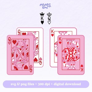 RAINHA e REI DE COPAS ⟡ corações do dia dos namorados svg arquivos de corte para uso comercial para cricut e silhouette, o pacote inclui dxf png e svg