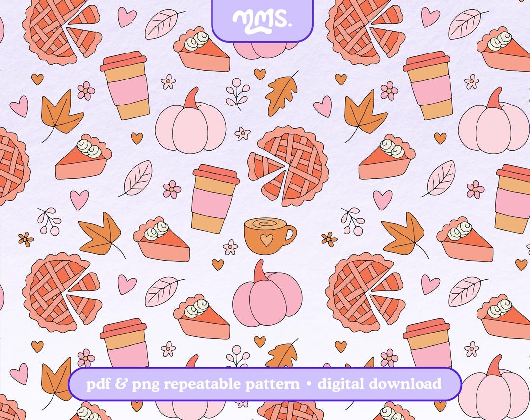 Pumpkin Spice Pattern File for Sublimation or Printing, Autumn Seamless