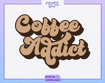 COFFEE ADDICT MINI ⟡ funny, coffee quotes svg, png, cut files for cricut, glowforge, silhouette, svg bundle for commercial use graphics
