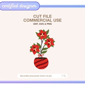 POINSETTIA PFLANZEN Plotterdatei für Cricut oder Silhouette, Poinsettia Sublimationsdesign, Weihnachtsblumen svg, Weihnachtspflanzen svg File