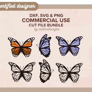PAPILLON SVG, fichiers SVG Bundle papillon, papillon en couches, fichiers Clipart papillon pour Cricut, sublimation papillon, Dxf, Png inclus