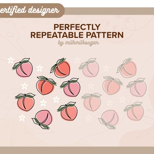 PEACHES PATTERN SVG Cut File For Cricut or Silhouette, Fruit Sublimation Design, Fruit Bundle Svg, Summer Png | Giant Peaches