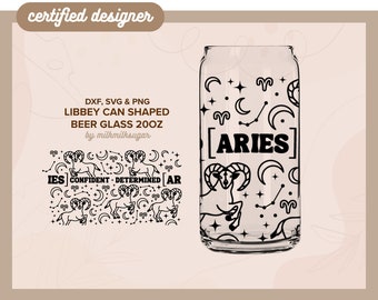 ARIES | astrology svg, zodiac sign svg libbey 20oz beer can glass svg cut wrap file, svg wrap files for cricut, includes png, svg & dxf