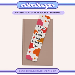 BOKMÄRKE SVG Skärfil Cricut & Silhouette, Bokälskare Svg, Boktok, Bokklubb Svg, Söt Bokmärkesdesign | Jag gillar stora böcker