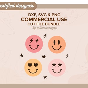 HAPPY FACES SVG, Smile Bundle, Smile Face Clipart Files. Cut Files for Cricut, Happy Face Sublimation Png, Includes Dxf, Png