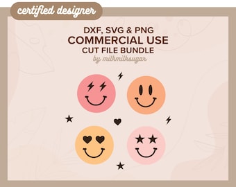 HAPPY FACES SVG, Smile Bundle, Smile Face Clipart Files. Cut Files for Cricut, Happy Face Sublimation Png, Includes Dxf, Png