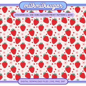 BERRY HEARTS FRUIT Pattern File For Sublimation or Printing, Seamless Fruit Design, Strawberry Pattern Png, Tropical Sublimation Png Pattern