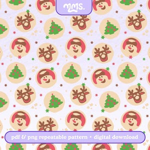 KERST SUIKERKOEKJES Patroonbestand voor sublimatie of afdrukken, naadloos ontwerp, digitaal papier, kerstkoekjespatroon, melk en koekjes