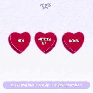 Mannen geschreven door vrouwen Svg-bestand voor Cricut, Booktok, Valentijnsdag leesgrage png voor stickers, bladwijzers, shirts, Libbey-bekers en sleutelhangers