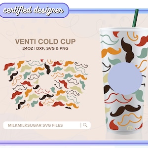 VATERTAG SVG für Sbux Venti Kalte Tasse, Papa SVG 24 Unzen Becher, Opa SVG, Cricut Cut Dateien einschließlich Dxf, Png, SVG | Schnurrbärte