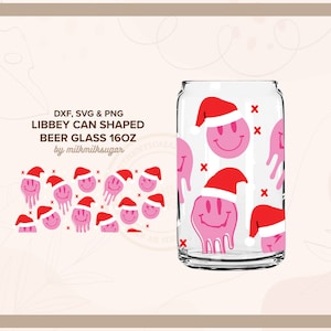 SORRISO DI BABBO NATALE ⟡ file svg di sorriso natalizio per lattina di birra Libbey da 16 once, file di taglio svg dxf png per Cricut e Silhouette
