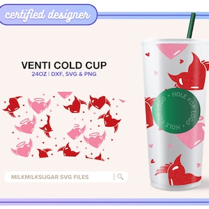 VALENTINSTAG SVG Wrap für Sbucks 24 Unzen Venti Kalte Tassen, Engel und Teufel Kalte Tassenverpackung, Liebesverpackung Schnittdateien svg Dxf Png | Beste Feinde