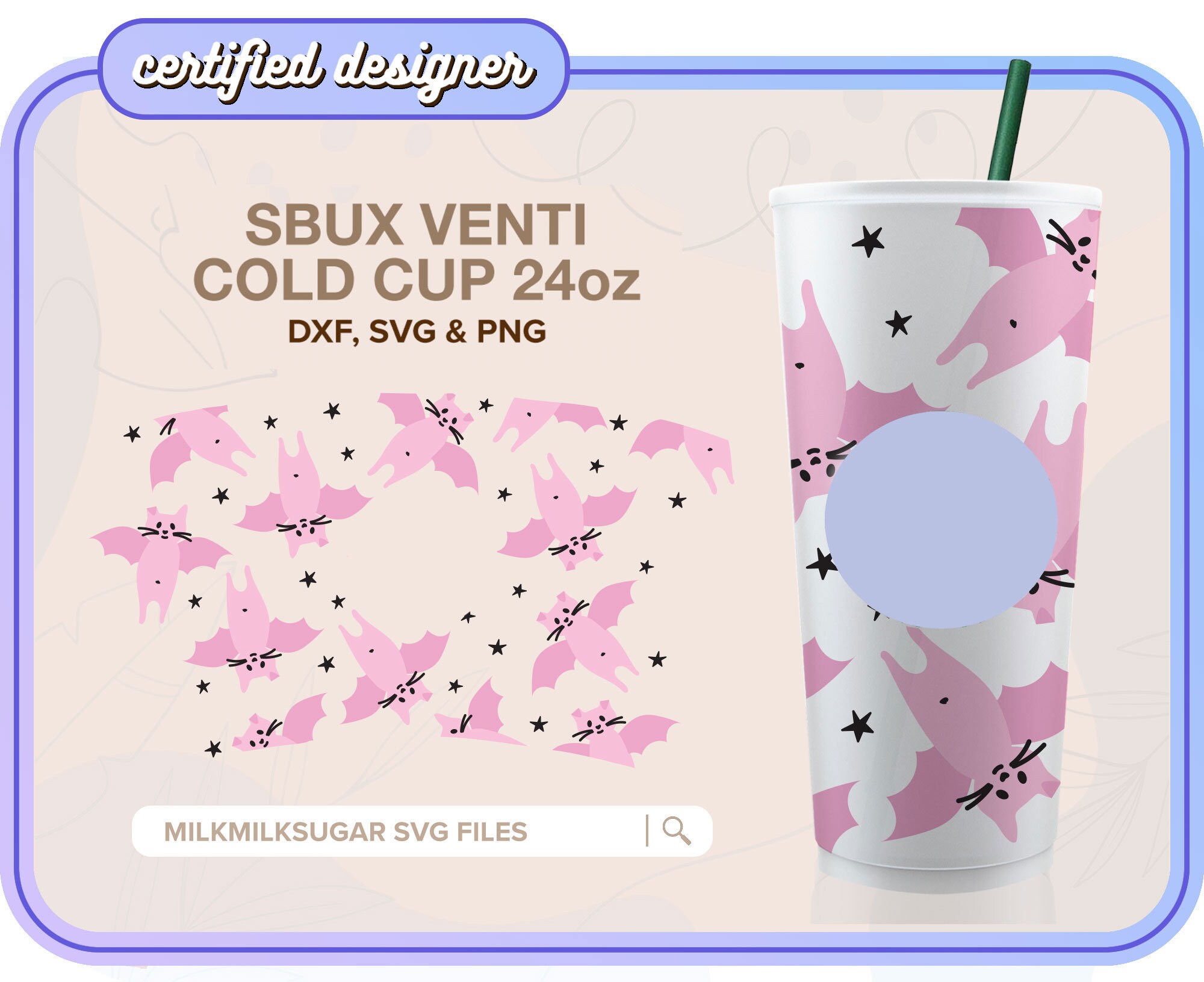 FAT CAT BAT Svg for Sbux Venti Cold Cup Cute Halloween Svg - Etsy