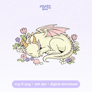 Plik SVG z motywem śpiącego smoka na Cricut, Booktok, Fantasy Summer Bookish w formacie PNG do naklejek, zakładek, koszulek, kubków Libbey i breloków