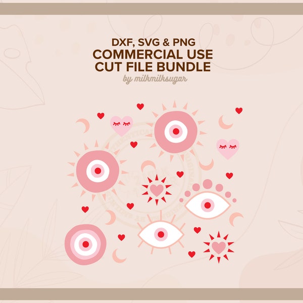 EVIL EYE MINI ⟡ evil eye/turkish eye valentines day svg cut files for cricut, silhouette + glowforge, svg bundle for commercial use