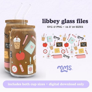 Leraar Svg Wrap voor Libbey 16oz & 20oz blikje glas, Teacher Appreciation Cup, Teacher Gift Svg, Teacher Life Libbey Glass Wrap, Crayon Svg
