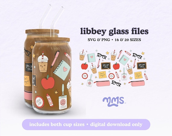 Teacher Svg Wrap For Libbey 16oz & 20oz Can Glass, Teacher Appreciation Cup, Teacher Gift Svg, Teacher Life Libbey Glass Wrap, Crayon Svg