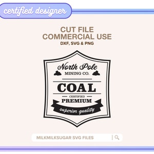 PLE NORD SVG coupe fichier pour Cricut ou Silhouette, Noël citation Svg, sac de charbon Svg, pochette pour carte cadeau Svg, morceau de charbon, étiquette de Noël