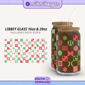 Retro Christmas Svg Libbey 16oz and 20oz Can Glass Wrap, Retro Holiday Svg, Hippie Christmas Svg, Abstract Winter Svg | Retro Twinkle