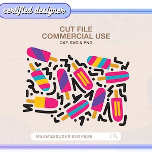 POPSICLE SVG coupe fichier pour Cricut ou Silhouette, conception de sublimation d'été, fichier Png, lot Svg, y compris Dxf, Svg, Png | Fête des sucettes glacées