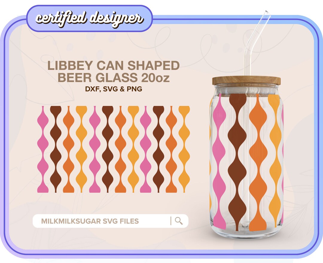 RETRO SVG for Libbey 16oz Can Glass, Groovy Svg, Retro Pattern, Trendy ...