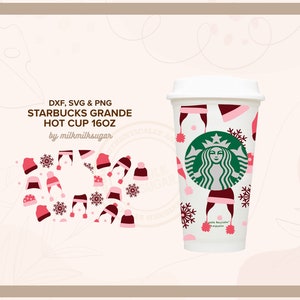WINTERBEANIES ⟡ kerst svg-bestand knippen voor Sbux grande hot cup, download bevat svg png en dxf, bekerwraps voor cricut en silhouette