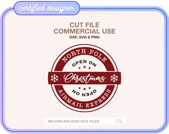 北極郵便SVGカットファイル（Cricut & Silhouette用）、ポーラーエクスプレスSVG、クリスマス切手SVG、北極切手SVG、サンタメールSVG切手