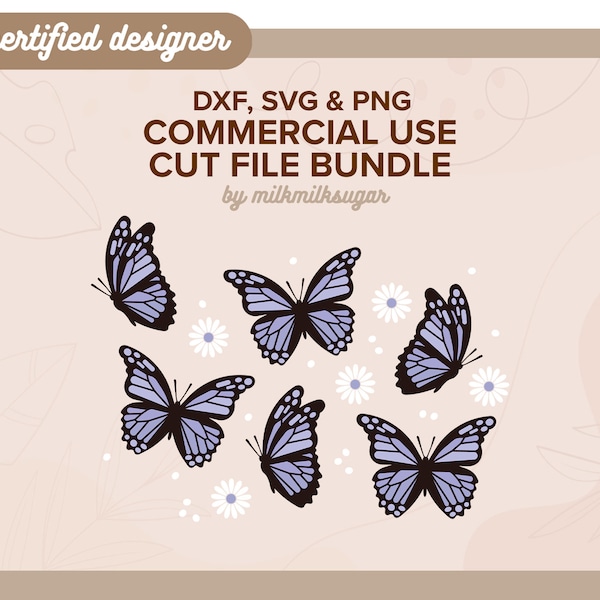 BUTTERFLY SVG Cut File For Cricut or Silhouette, Butterfly Sublimation, Butterfly and Daisy PNG Pattern, Butterfly Bundle