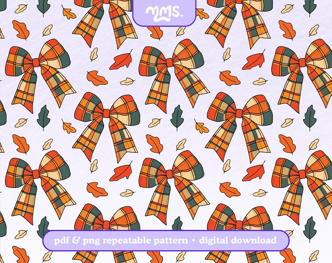 Autumn Bows Pattern for Sublimation or Printing, Fall Pattern, Seamless ...