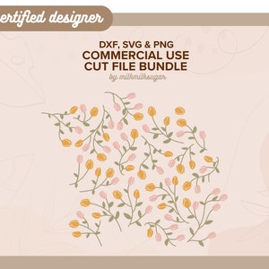 TULP ENTANGLEMENT MINI ⟡ lentebloemen svg, zomerbloemenbestand voor cricut, silhouet, svg-bundel voor commercieel gebruik afbeeldingen, png, dxf