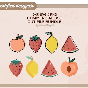 MINI PACK DE FRUITS fruits svg, svg d'été, citron, pêche fichiers svg pour cricut, silhouette, bundle svg pour graphismes à usage commercial, png, dxf