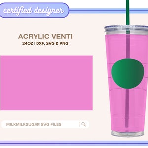 Modèle de tasse froide Venti Sbux acrylique double paroi 24 oz, modèle Svg Venti pour emballages complets, SVG et PNG inclus