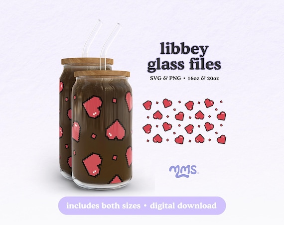 Love Games Libbey Glass Wrap Files, Pixel Heart Gamer Love Design, Retro Video Game Glass Can Wrap 16oz 20oz, Svg Png