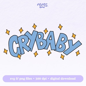 File di taglio SVG Y2K 2000 per Cricut e Silhouette, SVG Crybaby, Estetica anni 2000, SVG Trendy, SVG anni 2000, Estetica anni '90, Retrò, carino e alla moda