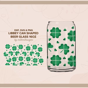 SHAMROCK SHAKE | st patricks day svg libbey 16oz beer can glass svg cut wrap file, svg wrap files for cricut, includes png, svg & dxf