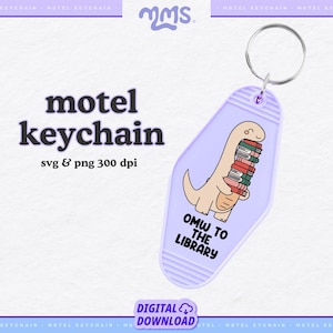 Motel Keychain Svg Cut File For Cricut & Silhouette, Cute Keychain Quote Svg, Vintage Keychain Svg, Book Svg For Keychain | Reading Dino