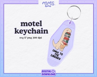 Motel Keychain Svg Cut File For Cricut & Silhouette, Cute Keychain Quote Svg, Vintage Keychain Svg, Book Svg For Keychain | Reading Dino