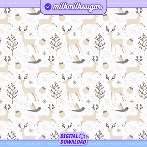Christmas Reindeer Pattern File For Sublimation or Printing, Seamless Design, Winter Png, Christmas Pattern, Deer Pattern | Festive Fawn