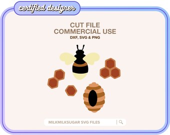 BIE SVG-klippfil för Cricut och Silhouette, honungsbi Svg, bi Clipart, söt bi sublimeringsdesign PNG, bikupa Svg | Hösthonung (S2622)